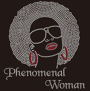 Phenomenal Woman big hair girl with goggle Rhinestone Transfer Phenomenal Woman big hair girl with goggle Rhinestone Transfer