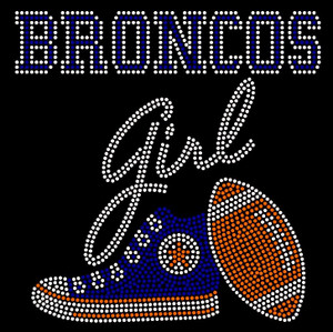 Broncos Girl (TENNIS) Shoe sneaker football Rhinestone Transfer Broncos Girl (TENNIS) Shoe sneaker football Rhinestone Transfer