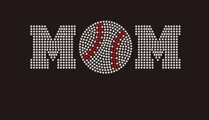 (8.5x3) Baseball  Mom (ball in middle) McCabe Rhinestone Transfer