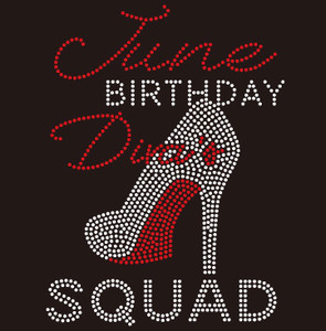 June Birthday Diva Squad heel- Custom Rhinestone Transfer June Birthday Diva Squad heel- Custom Rhinestone Transfer