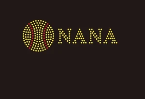 (Small 4.75x1.6) Softball  Nana (2mm stones) McCabe Rhinestone Transfer