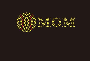 (Small 4.75x1.6) Softball  Mom McCabe Rhinestone Transfer