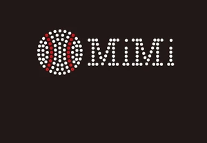 (Small 4.75x1.6) Baseball Mimi McCabe Rhinestone Transfer