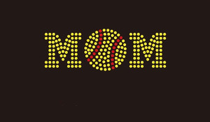 (Small 4.5x1.6) Softball Mom (Ball in middle) McCabe Rhinestone Transfer