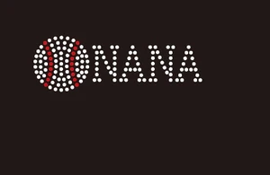 (Small 4.75x1.6) Baseball Nana (3mm stones) McCabe Rhinestone Transfer
