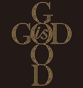God is Good (vertical Cross shape) custom Rhinestone Transfer God is Good (vertical Cross shape) custom Rhinestone Transfer