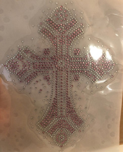 Cross Ceramic Spray PINK Religious Rhinestone transfer Cross Ceramic Spray PINK Religious Rhinestone transfer