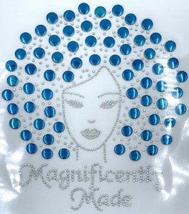Magnificently Made Afro Girl (13mm Blue hair) Rhinestone Transfer Magnificently Made Afro Girl (13mm Blue hair) Rhinestone Transfer