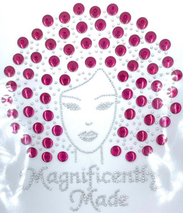Magnificently Made Afro Girl (13mm Hot Fuchsia hair) Rhinestone Transfer Magnificently Made Afro Girl (13mm Hot Fuchsia hair) Rhinestone Transfer