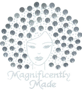 Magnificently Made Afro Girl (13mm Grey hair) Rhinestone Transfer Magnificently Made Afro Girl (13mm Grey hair) Rhinestone Transfer