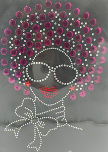 Afro Girl 13mm (Hot fuschia) Rhinestone Transfer Afro Girl 13mm (Hot fuschia) Rhinestone Transfer