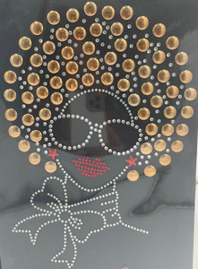 Afro Girl 13mm (Champagne) Rhinestone Transfer Afro Girl 13mm (Champagne) Rhinestone Transfer