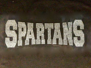 Spartans Mascot Rhinestone Transfer Iron On