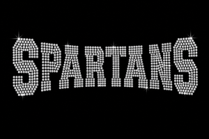 Spartans Mascot Rhinestone Transfer Iron On