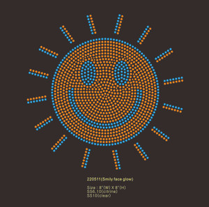 Smily Face Glow- custom Rhinestone Transfer Smily Face Glow- custom Rhinestone Transfer