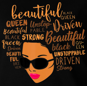 (2 qty) Black Queen African Woman-8 Beautiful Unstoppable Afro lady with sun glass DTF transfer (2 qty) Black Queen African Woman-8 Beautiful Unstoppable Afro lady with sun glass DTF transfer
