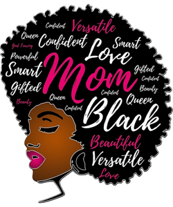 (2 Qty) Mom Love Black Afro girl - vinyl or DTF transfer