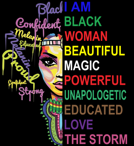 (2 Qty) I am Black Woman Beautiful half face Afro full color vinyl or DTF transfer (2 Qty) I am Black Woman Beautiful half face Afro full color vinyl or DTF transfer