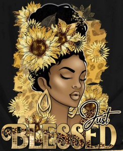 Blessed Golden girl Afro DTF transfer