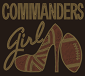 COMMANDERS girl heel Football Custom Rhinestone Transfer COMMANDERS girl heel Football Custom Rhinestone Transfer