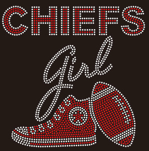 CHIEFS Girl Tennis Shoes Football Custom Rhinestone Transfer CHIEFS Girl Tennis Shoes Football Custom Rhinestone Transfer