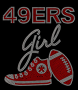 49ERS Girl Tennis Shoe - custom Rhinestone Transfer 49ERS Girl Tennis Shoe - custom Rhinestone Transfer