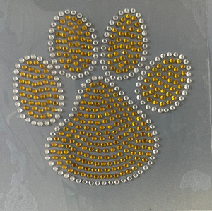 (Set of 2) Paw 4" Topaz Rhinestone Transfer (Set of 2) Paw 4" Topaz Rhinestone Transfer