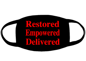 (2 Qty) Restored Empowered Delivered (Mask Size) - DTF transfer (2 Qty) Restored Empowered Delivered (Mask Size) - DTF transfer