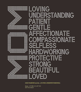 MOM words (New-single color) Loving Understanding Patient mothers day Rhinestone Transfer