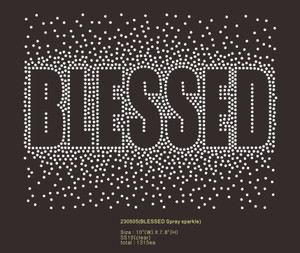 BLESSED spray sparkle rhinestone transfer BLESSED spray sparkle rhinestone transfer