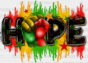 (6 Qty) HOPE with Fist - DTF transfer