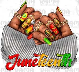 (2 Qty) Juneteenth Hands Nails - DTF transfer
