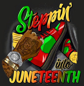 (2 Qty) Stepping into Juneteenth Shoes Joggers5 Hand Silver Watch DTF transfer