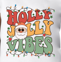 (2 Qty) Holly Jolly Vibes With Colourful lights- DTF transfer