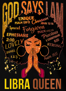 (2 Qty) GOD SAYS I AM LIBRA QUEEN Afro Girl - DTF transfer (2 Qty) GOD SAYS I AM LIBRA QUEEN Afro Girl - DTF transfer
