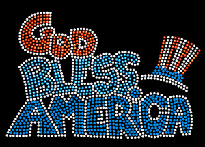 God bless America Rhinestone Transfer Iron on God bless America Rhinestone Transfer Iron on