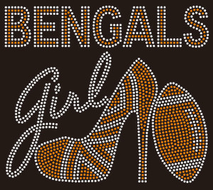 BENGALS girl heel Football - custom Rhinestone transfer BENGALS girl heel Football - custom Rhinestone transfer