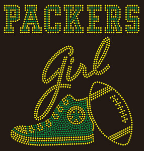 PACKERS Girl Tennis Shoe football - custom rhinestone transfer PACKERS Girl Tennis Shoe football - custom rhinestone transfer