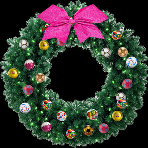 (2 Qty) Christmas Wreath with Football Soccer Balls - DTF transfer (2 Qty) Christmas Wreath with Football Soccer Balls - DTF transfer
