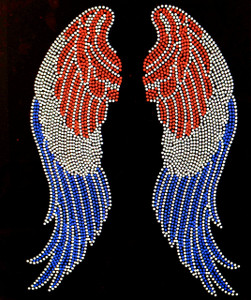 USA Wings 4th of july Rhinestone Transfer Iron on USA Wings 4th of july Rhinestone Transfer Iron on