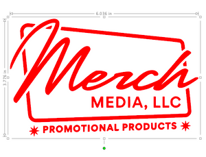 (2 Qty) 6.0"(w) x 3.7"(h) Merch Logo - custom DTF transfer