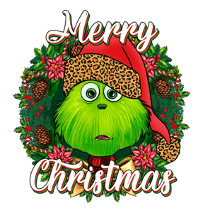 (2 Qty) Merry Grinchmas with Wreath Christmas - DTF transfer (2 Qty) Merry Grinchmas with Wreath Christmas - DTF transfer