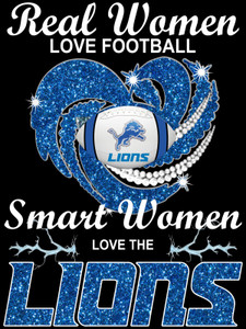 (2 Qty) Real Women Love Lions Heart - custom sports DTF transfer (2 Qty) Real Women Love Lions Heart - custom sports DTF transfer