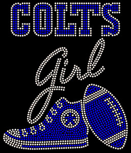 COLTS girl Tennis shoes Sports Football - custom Rhinestone Transfer
