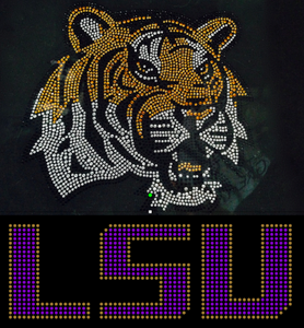 LSU Jaguar Tiger side Face - custom Rhinestone Transfer LSU Jaguar Tiger side Face - custom Rhinestone Transfer
