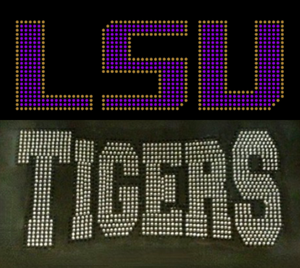 LSU Tigers word text - custom Rhinestone Transfer LSU Tigers word text - custom Rhinestone Transfer