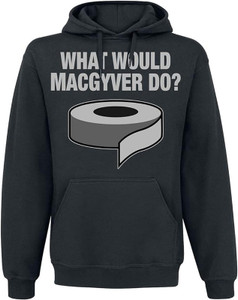 Unisex Macgyver 'What Would Macgyve Do' Black Hooded Sweatshirt