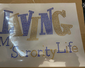 (Cobalt and Gold) Living my Sorority Life RHO custom rhinestone transfer (Cobalt and Gold) Living my Sorority Life RHO custom rhinestone transfer