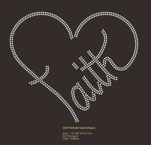 Faith (heart shape) - Rhinestone Transfer DIY Bling iron on Hot Fix Heat Press Motif