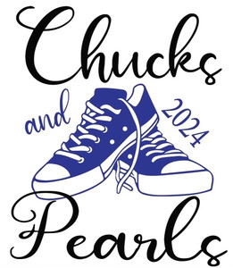 (2 qty) Chucks and Pearls 2024 Blue shoes sneakers - custom DTF transfer (2 qty) Chucks and Pearls 2024 Blue shoes sneakers - custom DTF transfer